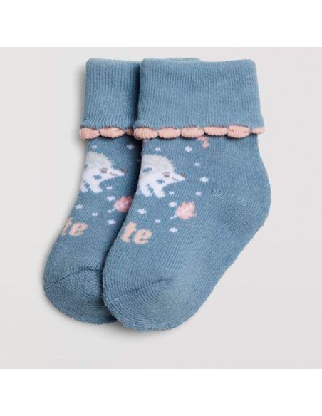 pack de 2 calcetines para bebe niña de ysabel mora modelo erizo pack rosa palo-azul malva