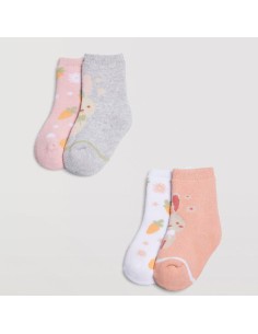 calcetines para bebe ysabel mora pack de 2 conejito