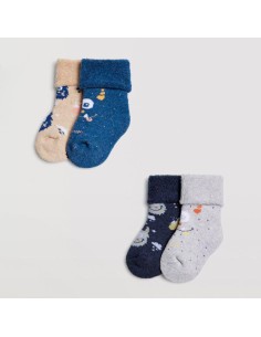 calcetines para bebe de invierno en rizo de algodón  pack de 2 ysabel mora modelo monstruos