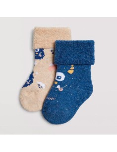 calcetines para bebe de invierno en rizo de algodón  pack de 2 ysabel mora modelo monstruos