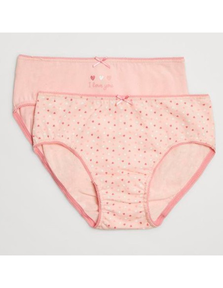 bragas en algodón para niña pack de 2 ysabel mora corazones rosas