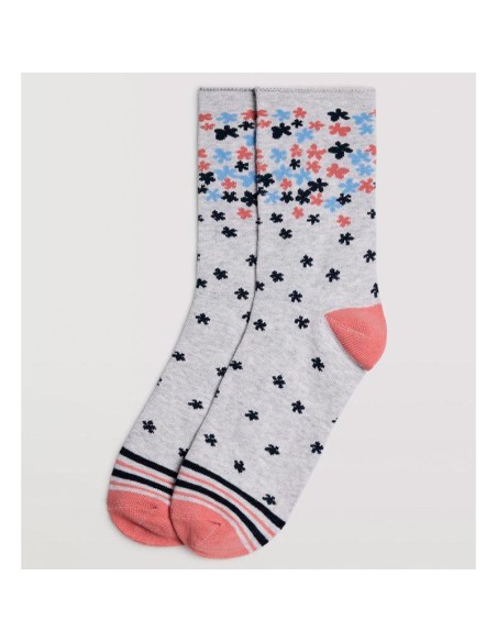 calcetines para mujer pack de 2 cebras salmon-gris claro ysabel mora