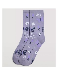 calcetines de mujer en algodon pack de 2 mariposas y estrellas ysabel mora