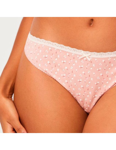 braga de mujer en algodón mini pack de 2 ysabel mora flor de algodón rosa-marfil