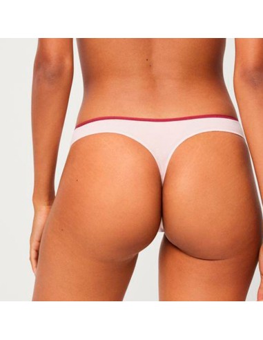tanga en algodoón parte trasera del pack de 2 love rosa-burdeos