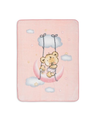 manta para cuna de bebe osito nube rosa interbaby