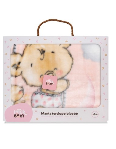 caja de la manta para cuna osito nube rosa interbaby