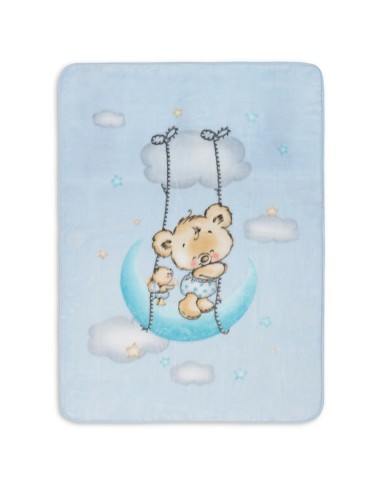 manta de bebe para cuna osito nube azul interbaby