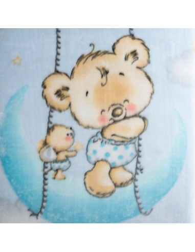 interbaby manta para cuna de bebe osito nube azul
