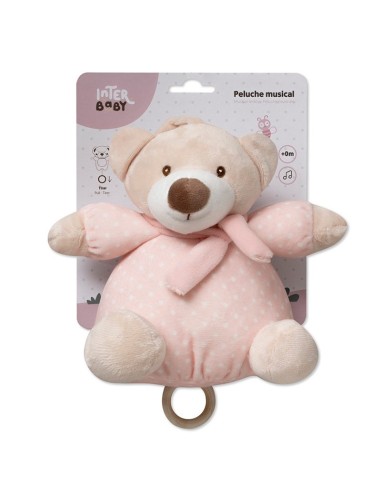 peluche musical para bebé osito rosa interbaby