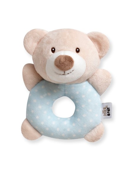 sonajero para bebé osito lunares azul de peluche interbaby