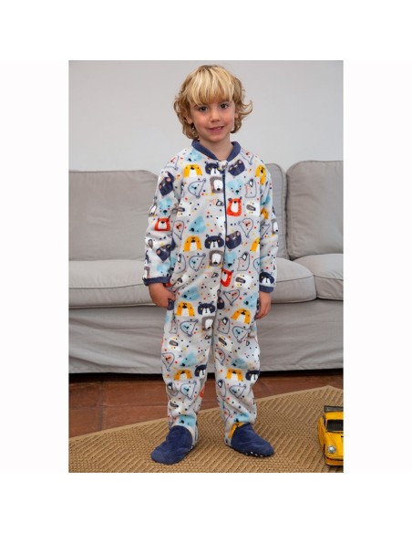 pijama manta infantil de niño muslher ositos dormilones en coralina de muslher