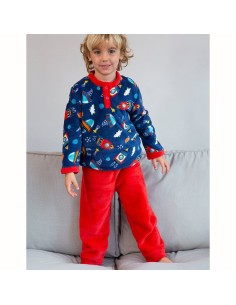 pijama para niño infantil en coralina muslher modelo cohetes