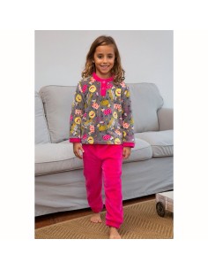 pijama de coralina infantil para niña de muslher modelo monstruitos
