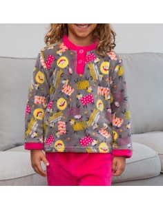 pijama de coralina infantil para niña de muslher modelo monstruitos