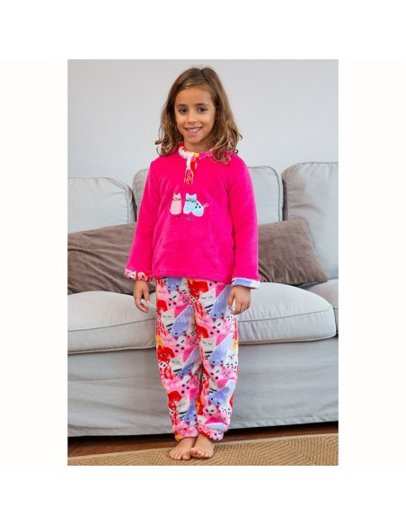 pijama infantil para niña en coralina dulce gatito de muslher