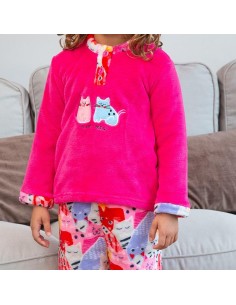 pijama infantil para niña en coralina dulce gatito de muslher