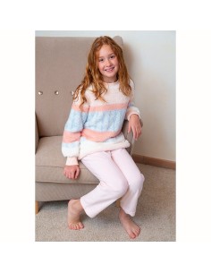 pijama para niña de invierno con camiseta de pelo y pantalón polar muslher dulces sueños