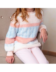 pijama para niña de invierno con camiseta de pelo y pantalón polar muslher dulces sueños