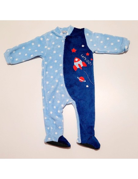 pijama manta en coralina para niño modelo cohete calamaro
