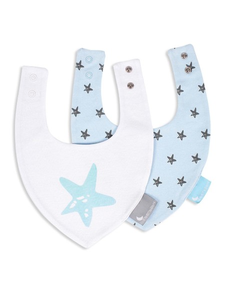 baberos bandana para bebe en algodón modelo estrella azul de interbaby