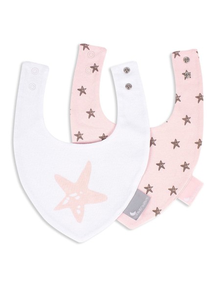pack de 2 baberos en algodón tipo bandana modelo estrella en rosa de interbaby
