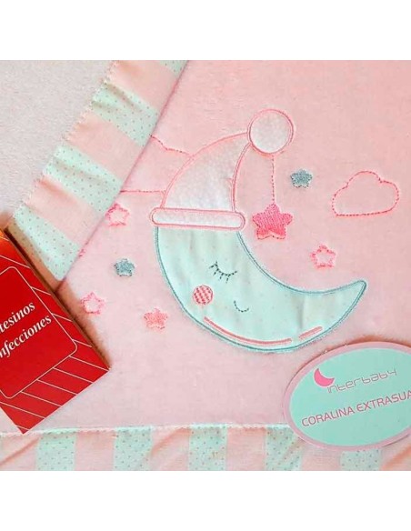 sabanas de suave coralina para cuna luna en rosa
