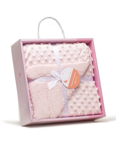 manta para bebe de pelo de borreguito y coralina en burbujas rosa de interbaby