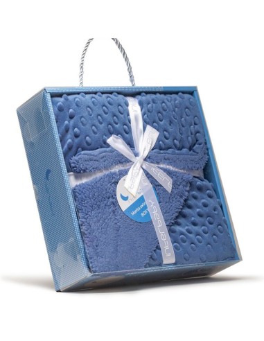 manta para bebe lisa de coralina y borreguito en azul