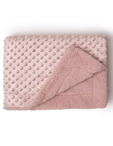 mantita para bebe suave en coralina y pelo de borreguito en rosa palo de interbaby