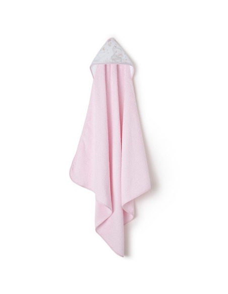 interbaby capa de baño grande para bebe en algodón elefante rosa de interbaby