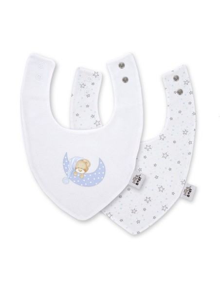 pack de 2 baberos de algodón para bebe osito luna azul de interbaby