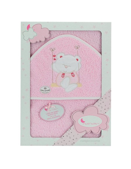 capa de baño para bebe en rosa oso columpio de interbaby