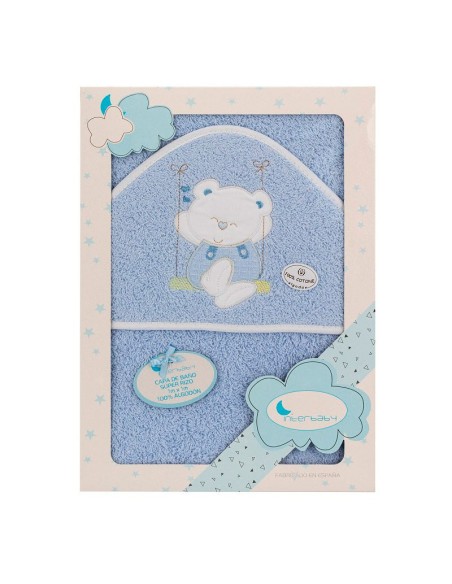 capa de baño para bebe en azul oso columpio de interbaby