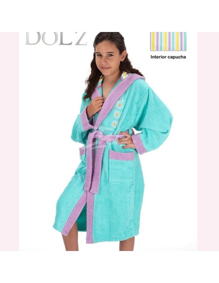 albornoz infantil para niña en algodón margaritas lindas de dolz