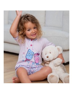 pijama de verano infantil en manga corta para niña en algodón helados de muslher