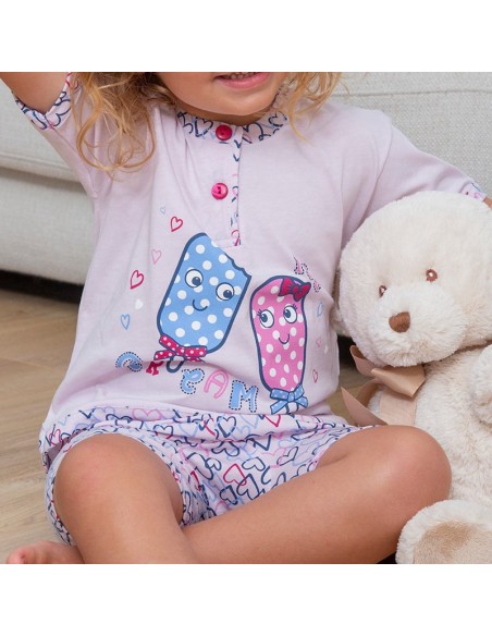 pijama infantil de niña para verano helados de muslher