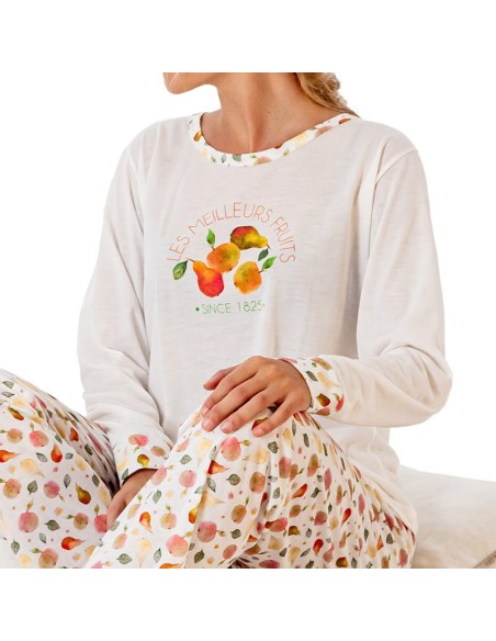 Pijama de mujer para entre tiempo en algodón frutas de leniss
