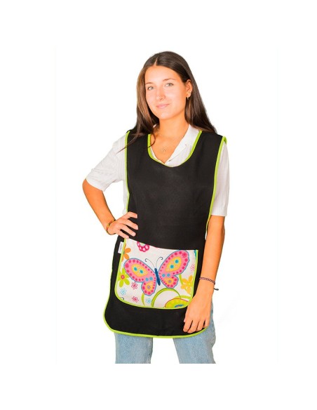 delantal casulla en tela con bolsillo modelo mariposa de canellas