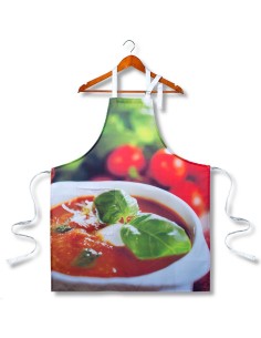 delantal en tela para cocinar modelo sopa de tomate de canellas