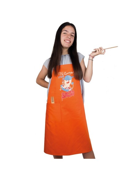 delantal para cocina mi cuerpo pide salsa en naranja de canellas
