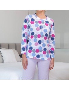 pijama de mujer en algodón fino para entretiempo modelo lunares de muslher