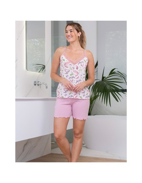 pijama de mujer para verano en algodón con tiranta fina modelo arándano de muslher