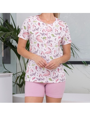 pijama de mujer en manga corta hojas de muslher