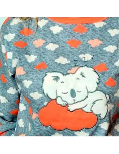 pijama de mujer para invierno koala en algodón felpado