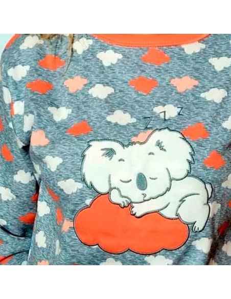pijama de invierno de mujer en algodón modelo koala