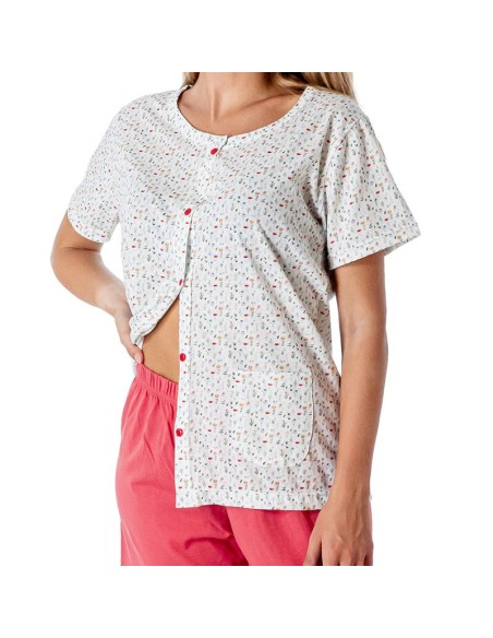 pijama de mujer abierto en algodón de verano de leniss
