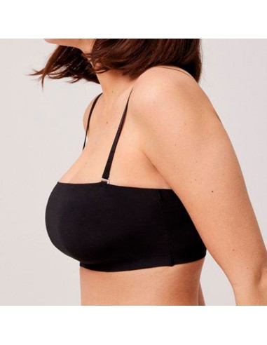 top bandeau para mujer en licra liso con tiranta desmontable ysabel mora negro