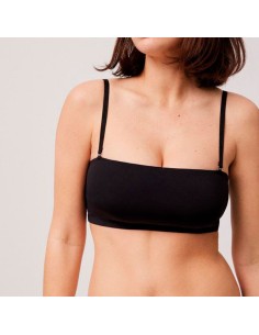 top bandeau para mujer en licra liso con tiranta desmontable ysabel mora negro 2