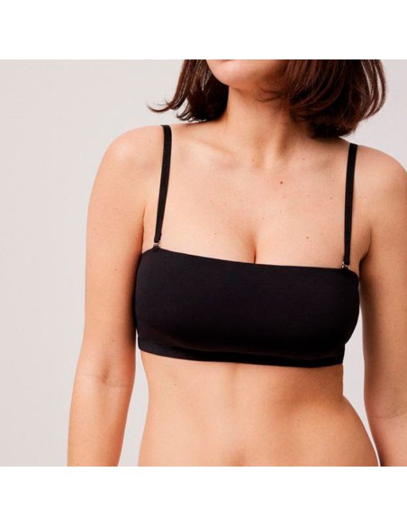 top bandeau liso en negro de licra ysabel mora